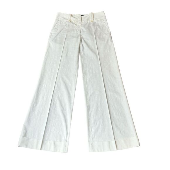 New!! BCBGMaxAzria White Linen Wide Leg Dress Pants Trousers - Sz 6 TALL GIRLS! - Picture 4 of 14